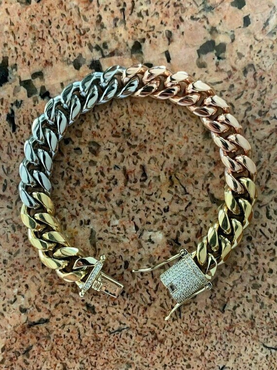 Tri color cuban link deals bracelet