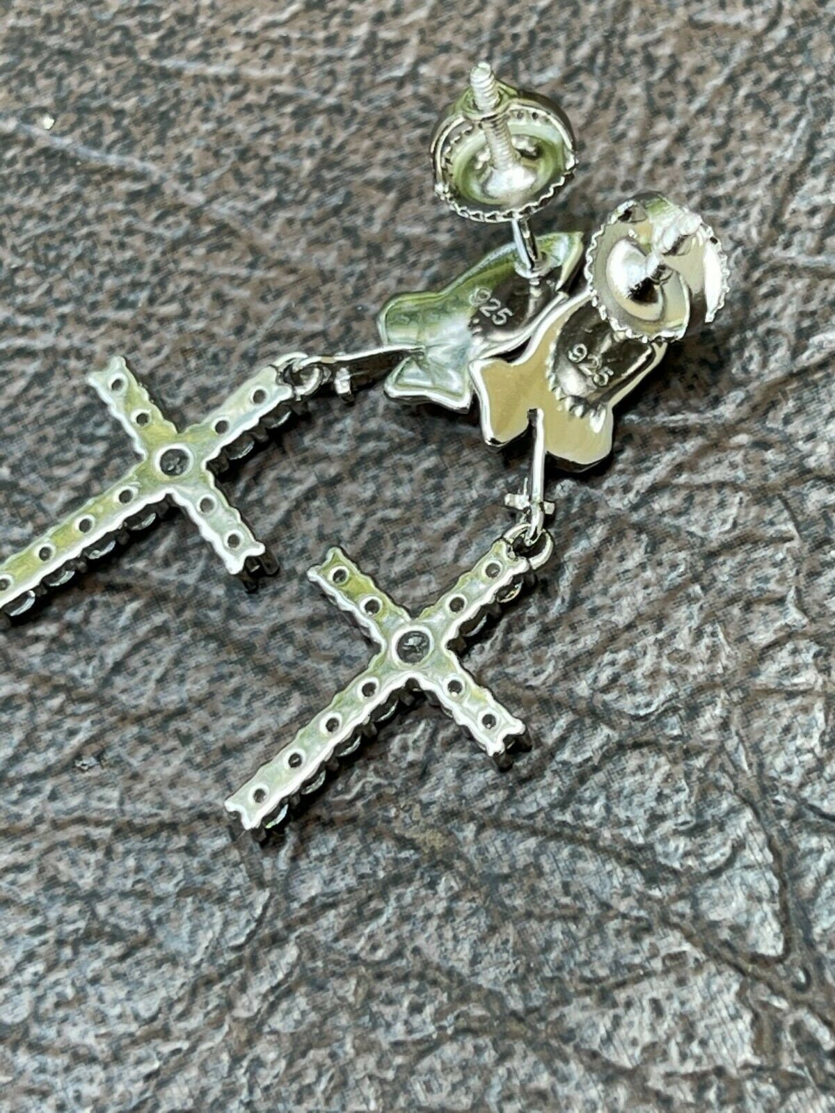 Orecchini A Perno In Argento 925 Con Croce E Cuore Di Gesù Cristo – Gioielli Religiosi Con Cristalli, Regalo Uomo E Donna - 3
