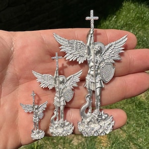 MOISSANITE St. Michael Archangel Slaying Devil Pendant, Real Solid 925 Sterling Silver, 3 Sizes Available, PASSES DIAMOND Tester!