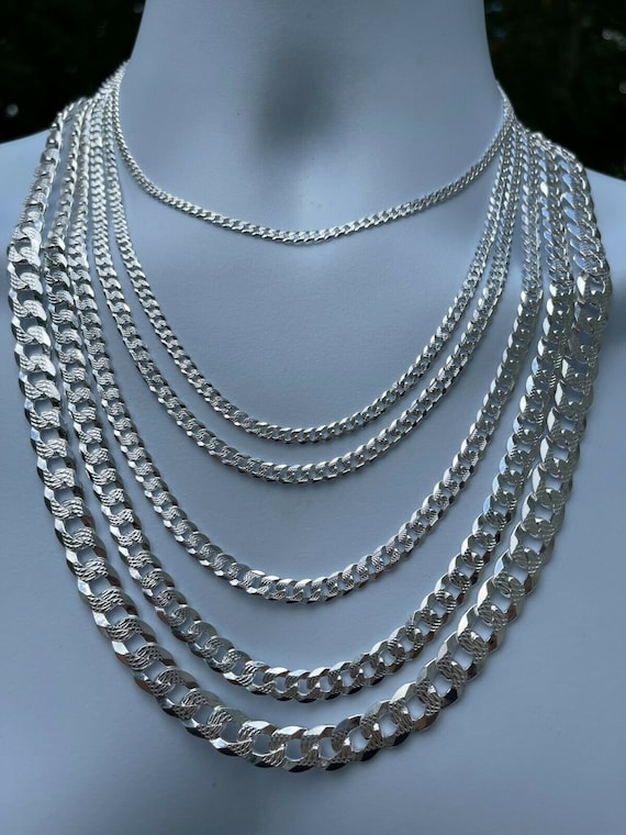 Stainless Steel Cuban Curb Chain Silver 16-30 Mens Women Necklace  3/5/7/9/11mm - Never Tarnish - Money Back Guarantee