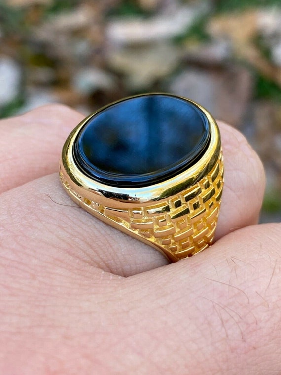 Men's Onyx Ring: Large Oval, 14k Gold Over Sterling Silver - Etsy