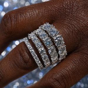 Moissanit Eternity Band: Sterling Silber Ehering, 2 mm-5 mm