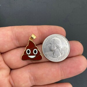 Custom Made Gold over Solid 925 Sterling Silver Hip Hop Poop Face Emoji Pendant image 2