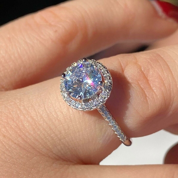 Moissanite Engagement Ring: 1.2ct Sterling Silver Promise Ring
