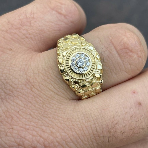 Men's Custom Iced Out Cluster Pinky Ring 14K Gold Plated - Etsy