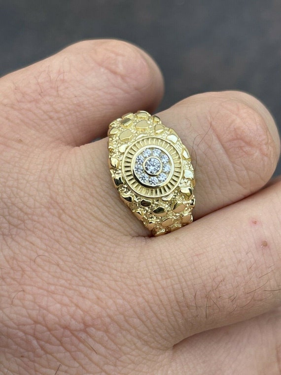 Men's Large Round Solid 925 Silver Simulated Diamond Pinky RING ICY HIP-HOP  REAL | eBay
