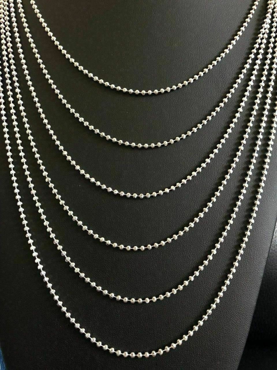 5mm Diamond Cut Moon Cut Ball Bead Chain Necklace Real Sterling Silver 925