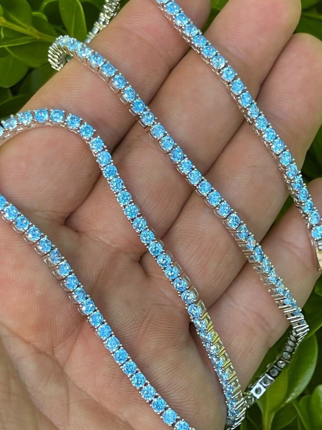 ベストセラー♪【CRAFTD London】Blue Tennis Chain Silver 3mm Blue Tennis Chain Necklace 3mm | CRAFTD London