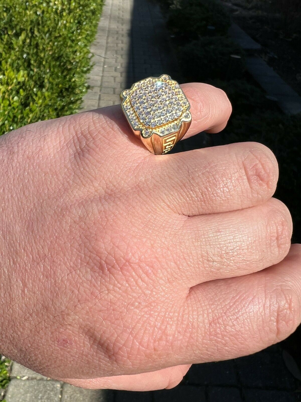 Men's 14k Gold Vermeil on 925 Sterling Silver Iced Simulated