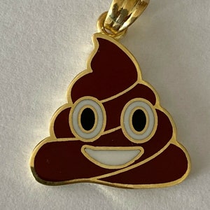 Custom Made Gold over Solid 925 Sterling Silver Hip Hop Poop Face Emoji Pendant image 7