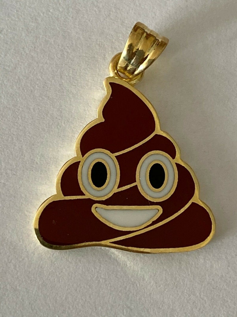 Custom Made Gold over Solid 925 Sterling Silver Hip Hop Poop Face Emoji Pendant image 7