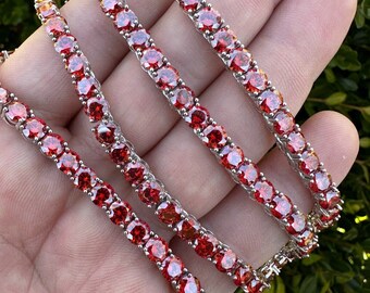 Men s Women s Iced Out 5MM Ruby Red MOISSANITE Tennis Chains Solid 925 Sterling Silver 16 28 PASSES DIAMOND Tester Etsy UK