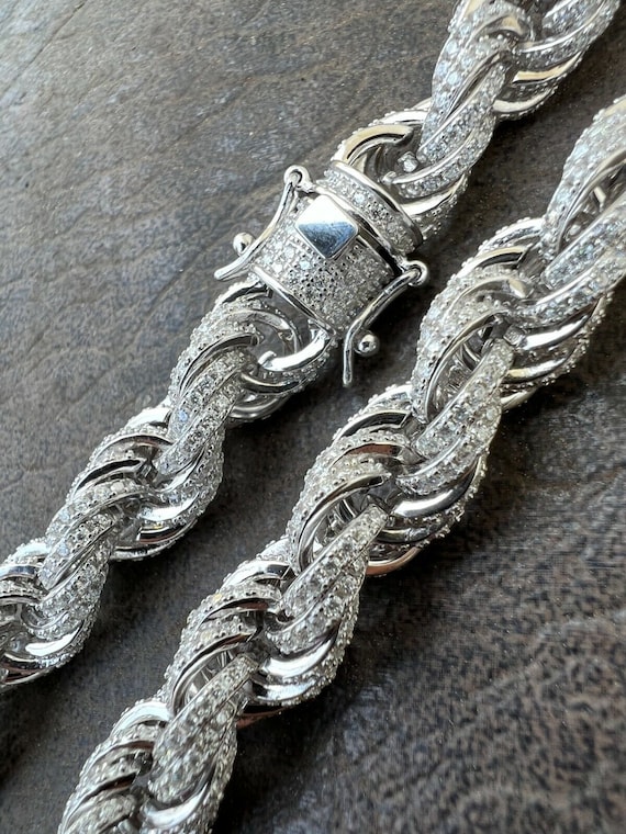 Men's 9mm Moissanite Rope Chain 18