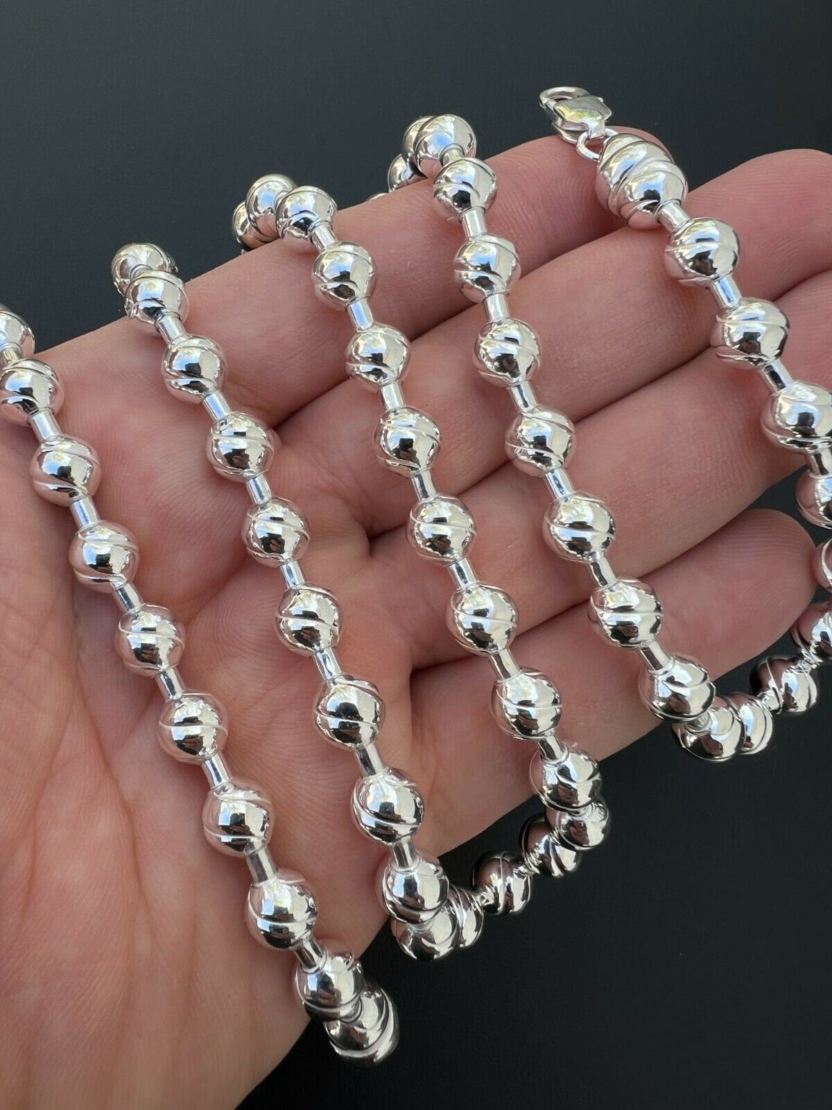Sterling Silver Diamond Cut Ball Chain: 8mm Bead Necklace - Etsy