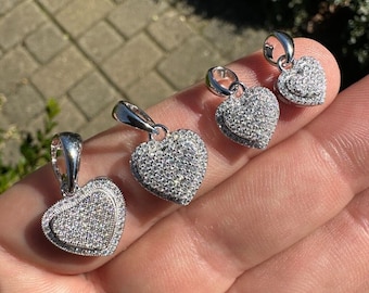 Moissanite Heart Pendant: 925 Sterling Silver, VVS D Color (8mm-15mm)