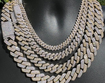 モアッサナイト キューバンリンクチェーン：ツートンカラー 14K