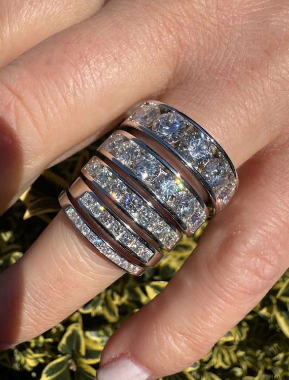 Buy Moissanite Channel Set Half Eternity Wedding Bands for Men or