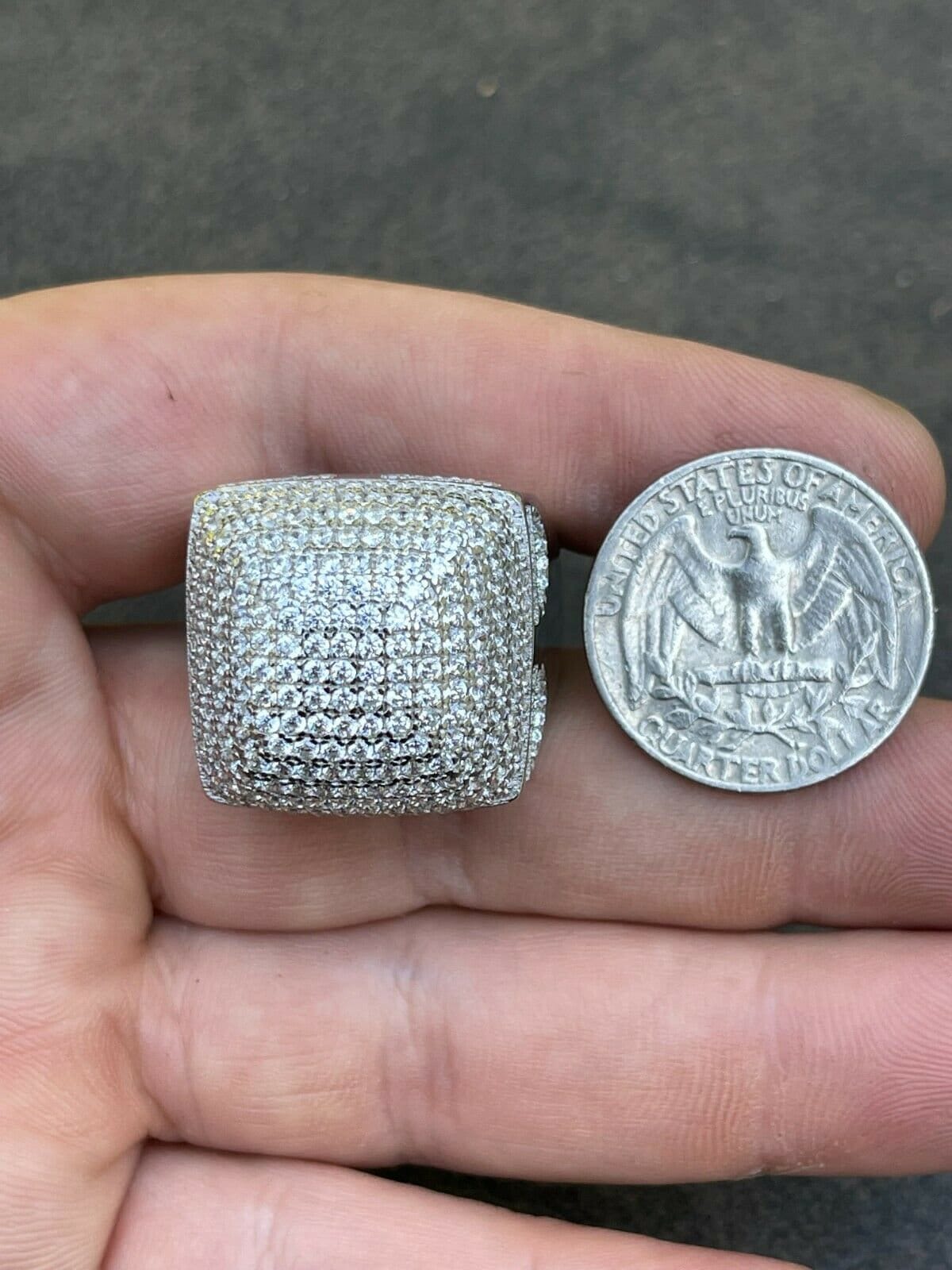 Men's Huge 23mm Iced Out Custom Dome Square Cluster Hip Hop