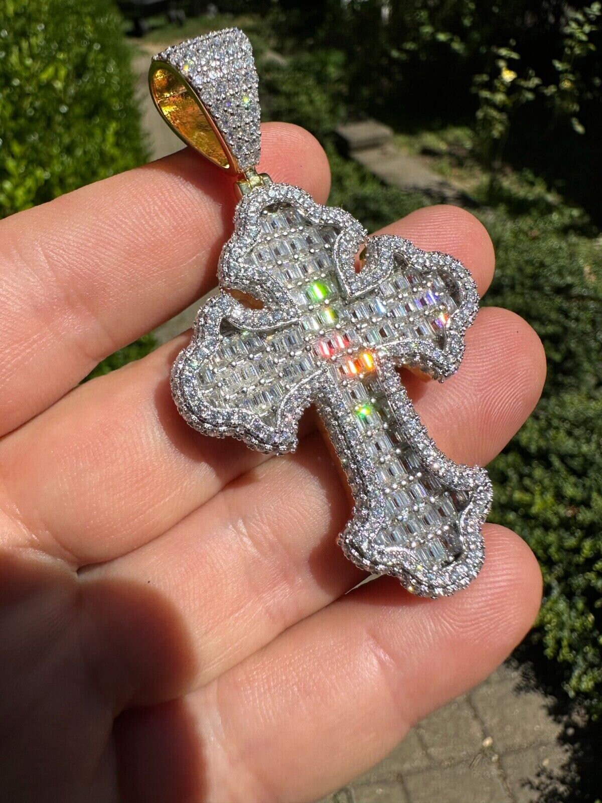 アクセサリー glitter Baguette Diamond Cross Necklace Baguette Diamond Cross Necklace | Glitter