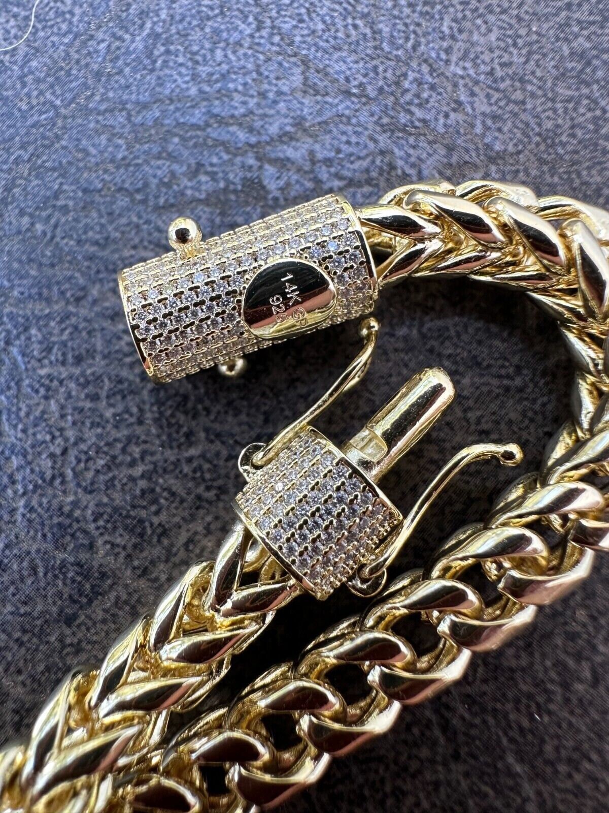 MOISSANITE Clasp 14k Gold Plated Stainless Steel Rope Chain 1830