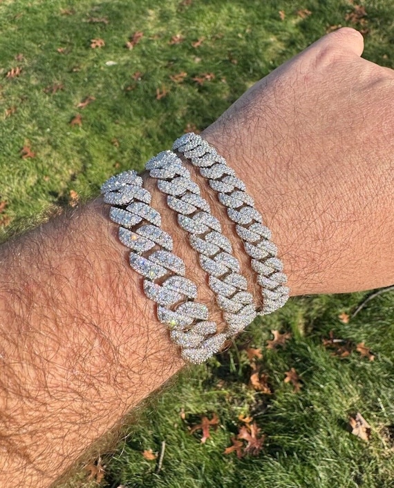 MOISSANITE 10mm, 12mm, 14mm Rounded Prong Miami Cuban Link