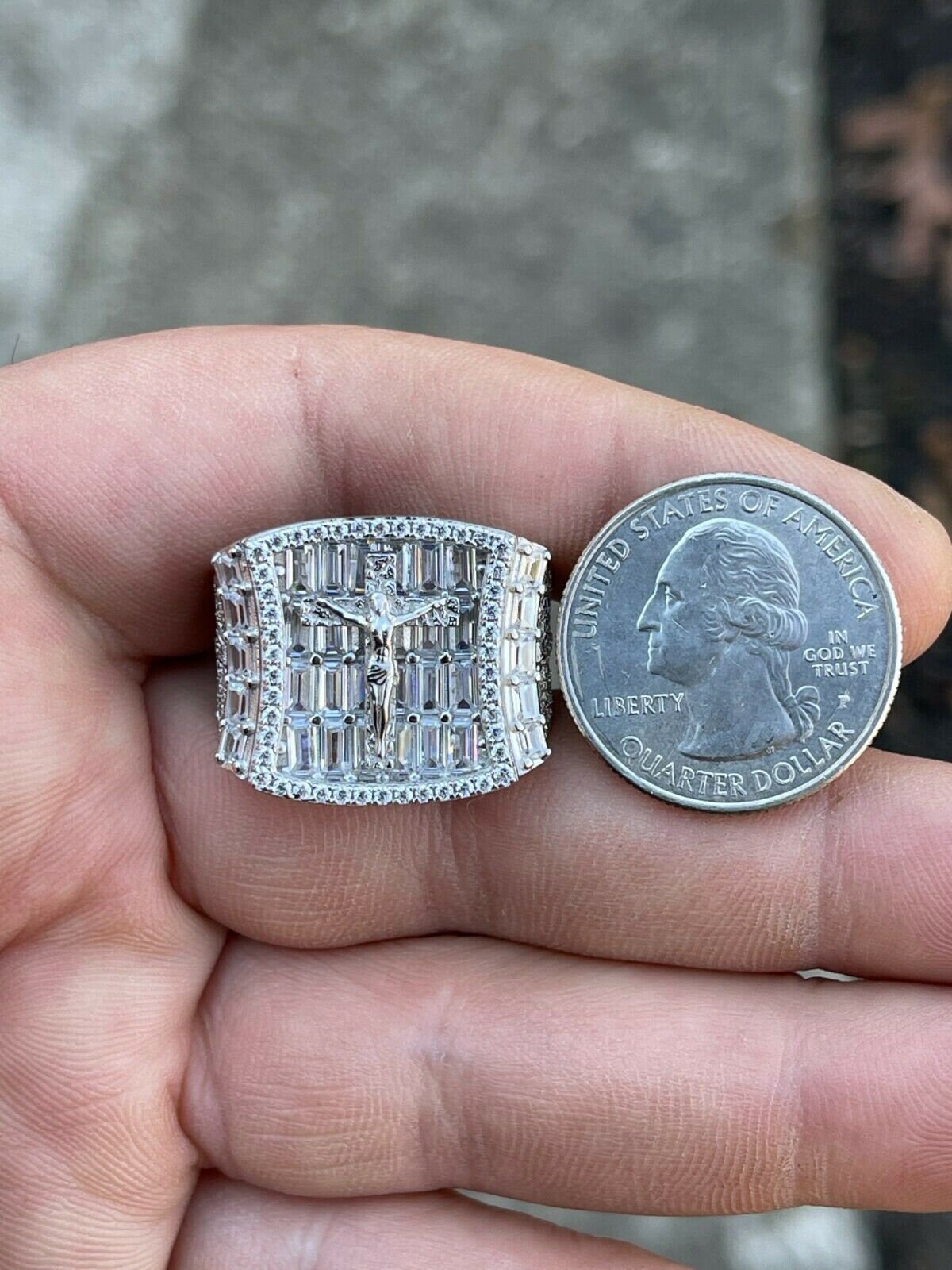 Men's Custom Made 925 Sterling Silver Iced Out Baguette