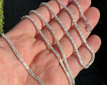 Men's Women's 2.25mm Real Solid 925 Sterling Silver Unique Handmade Byzantine Rope Chain Necklace 18" - 30" Lengths