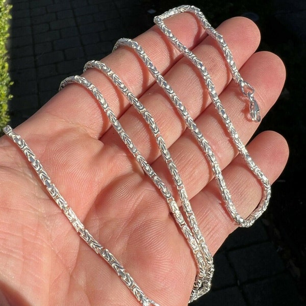 Men's Women's 2.25mm Real Solid 925 Sterling Silver Unique Handmade Byzantine Rope Chain Necklace 18" - 30" Lengths