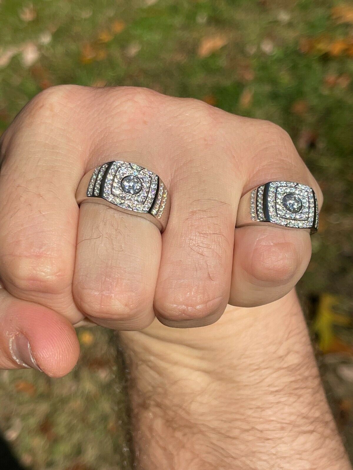 Bague Homme Croix En Argent 925 Avec Moissanite 6,5 Ct - Style Hip-hop Glacé, Tailles 6 à 13 - Neuf Emballé, Fabriqué En Italie