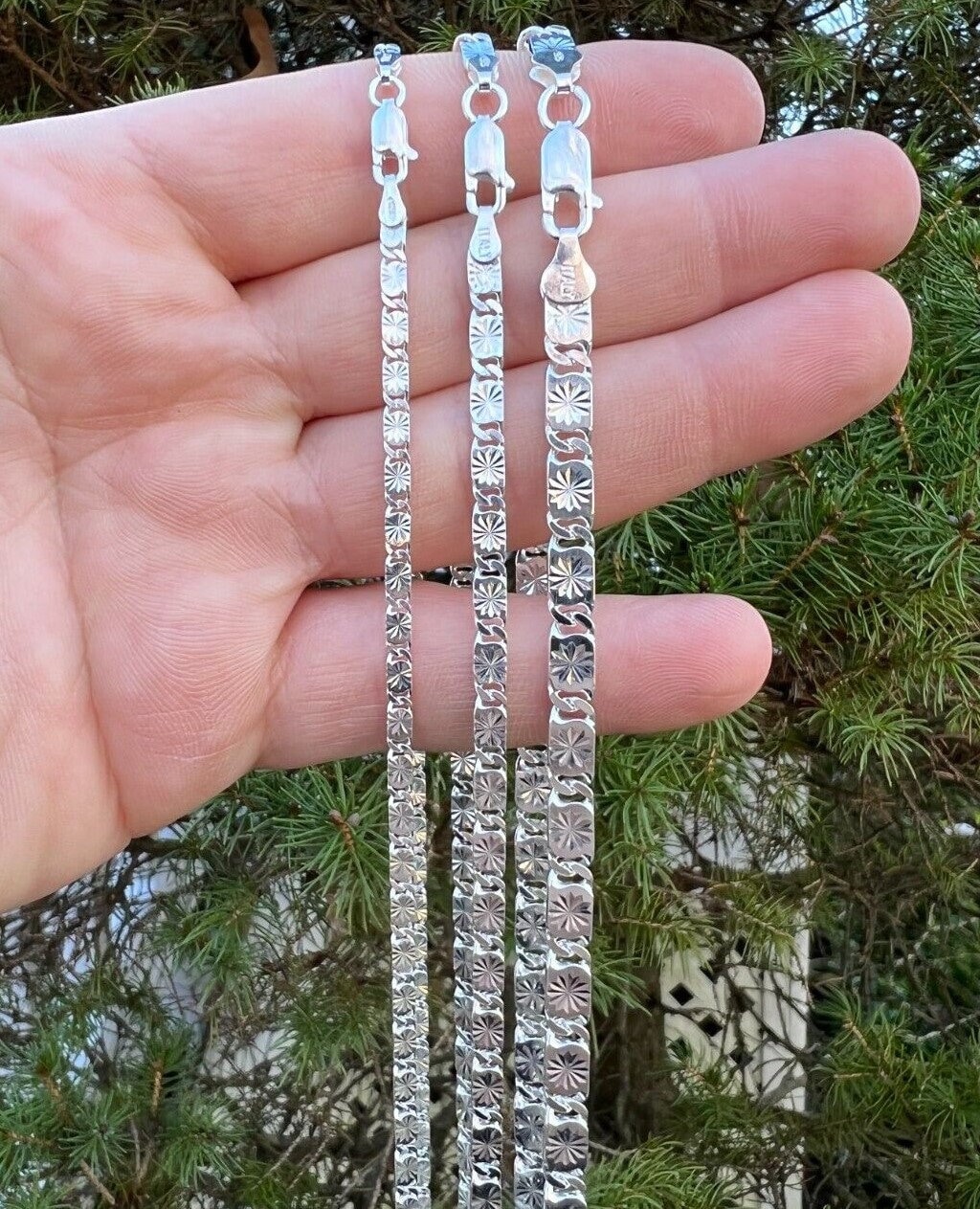 Men's Women's Solid 925 Sterling Silver Valentino Star Link Men's Women's Solid 925 Sterling Silver Valentino Star Link