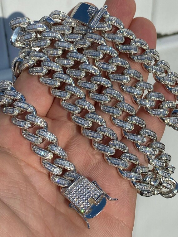 12mm Miami Cuban Link Chain SOLID 925 Sterling Silver Rhodium