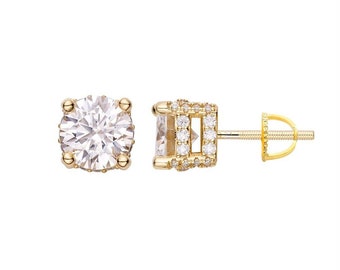 Geeister Moissanit Ohrstecker: 14k vergoldetes 925er Silber, 5.1ct