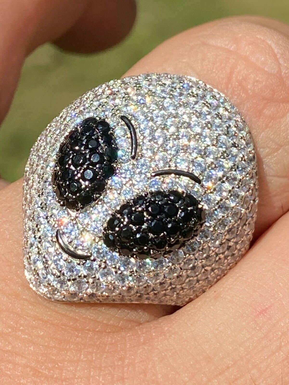 Custom Made Real Solid 925 Sterling Silver Hip Hop Alien