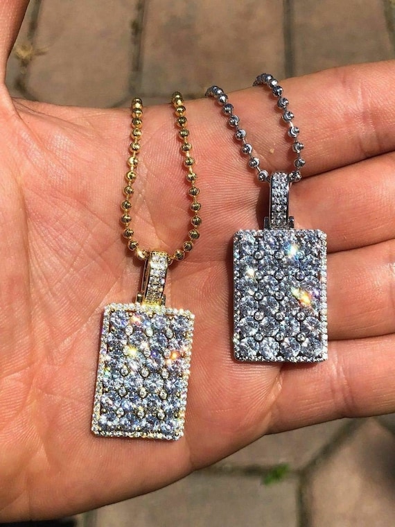 Iced out dog tag best sale