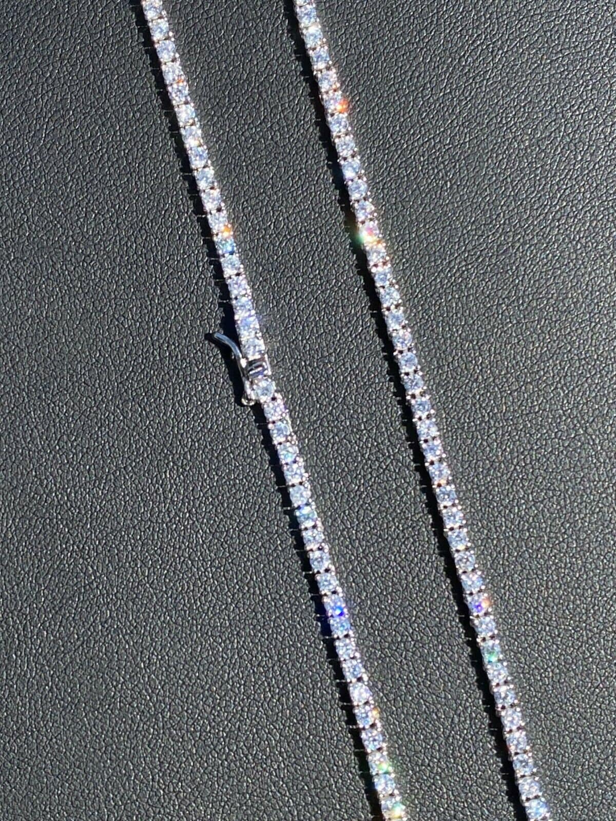 Herren Damen 2mm 925 Sterling Silber Micro Tennis Kette Etsy