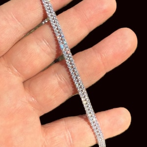 Men&#39;s or Women&#39;s 4.5mm Two Row SOLID 925 Sterling Silver Iced Out Tennis Bracelets, Rhodium Finished, 6&quot; to  8&quot; Lengths Available