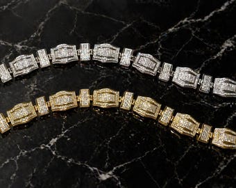 Men's Iced Out Bracelet: 925 Sterling Silver, 12 Carat Man-Made Diamonds