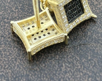 Orecchini Hip Hop Chiusura A Vite Orecchini A Perno Uomo 14k Gold Plated - Forma Aquilone, Cz 8mm, Stile Hip Hop Orecchini Da Uomo 8mm Newagebling - Foto 2