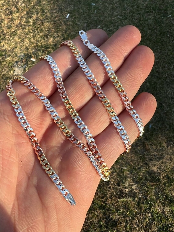 15 Mm Breite Kubanische Gliederkettenhalskette: Massiv 925 Sterlingsilber, Rhodiniert Gelb - Österreich