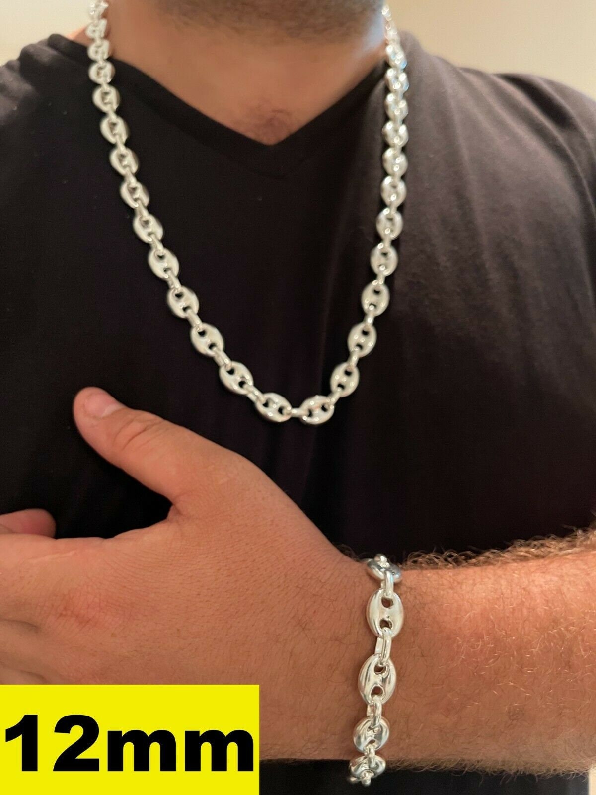 Sterling Silver Anchor Chain Sterling Silver Puffed Anchor Mariner - Foto 12