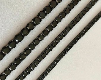 Iced Out Simulated Black Diamond Tennis Chains for Men Women 3mm
