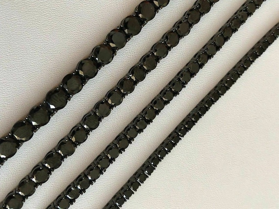 Iced Out Simulated Black Diamond Tennis Chains for Men Women 3mm 6mm 18 30 Blackened Oxidized Rhodium Over Solid 925 Sterling Silver Etsy