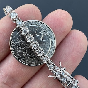 Men&#39;s Women&#39;s 3mm MOISSANITE Illusion Miracle Set Solid 925 Sterling Silver Micro Tennis Bracelet 6&quot; to 8.5&quot;, PASSES DIAMOND Tester!