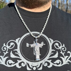 Moissanite Christ The Redeemer Pendant: 925 Sterling Silver Rio de Janeiro image 8