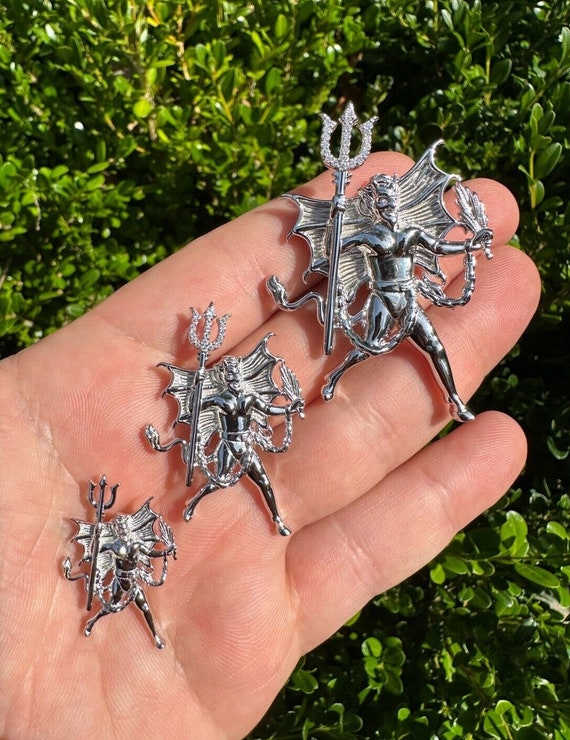 MOISSANITE Devil Satan Demon Diablo Pendant 925 Sterling Silver Rhodium Finish 3 Sizes PASSES DIAMOND Tester small Has No Stones Etsy