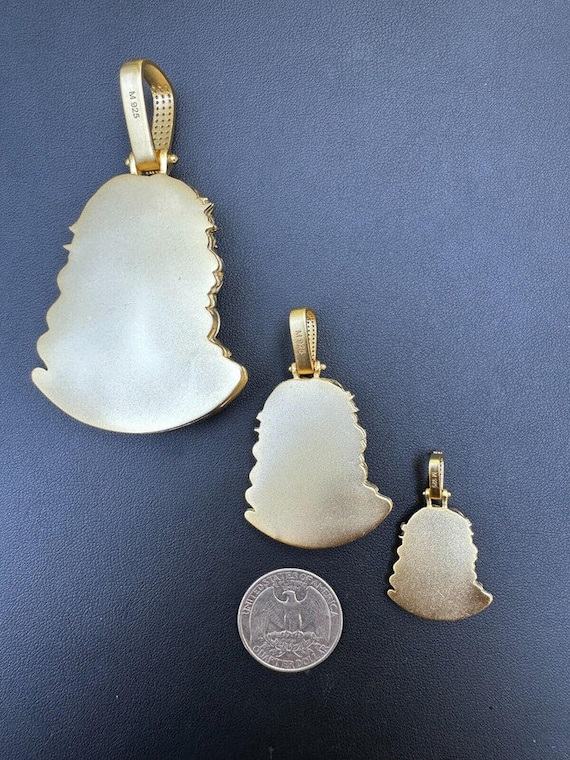 MOISSANITE 14K Gold Vermeil over Solid 925 Sterling Silver Matte Finish Jesus Pendants, small/medium/large, PASSES DIAMOND Tester!!!