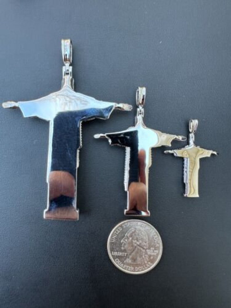 Moissanite Christ The Redeemer Pendant: 925 Sterling Silver Rio de Janeiro image 6