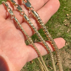 Men&#39;s Women&#39;s 14k Gold Vermeil Over 925 sterling silver Margarita Ice Rock SPARKLE ROPE NECKLACE chains 3mm, 4mm, 5mm and 16&quot; to 30&quot; lengths