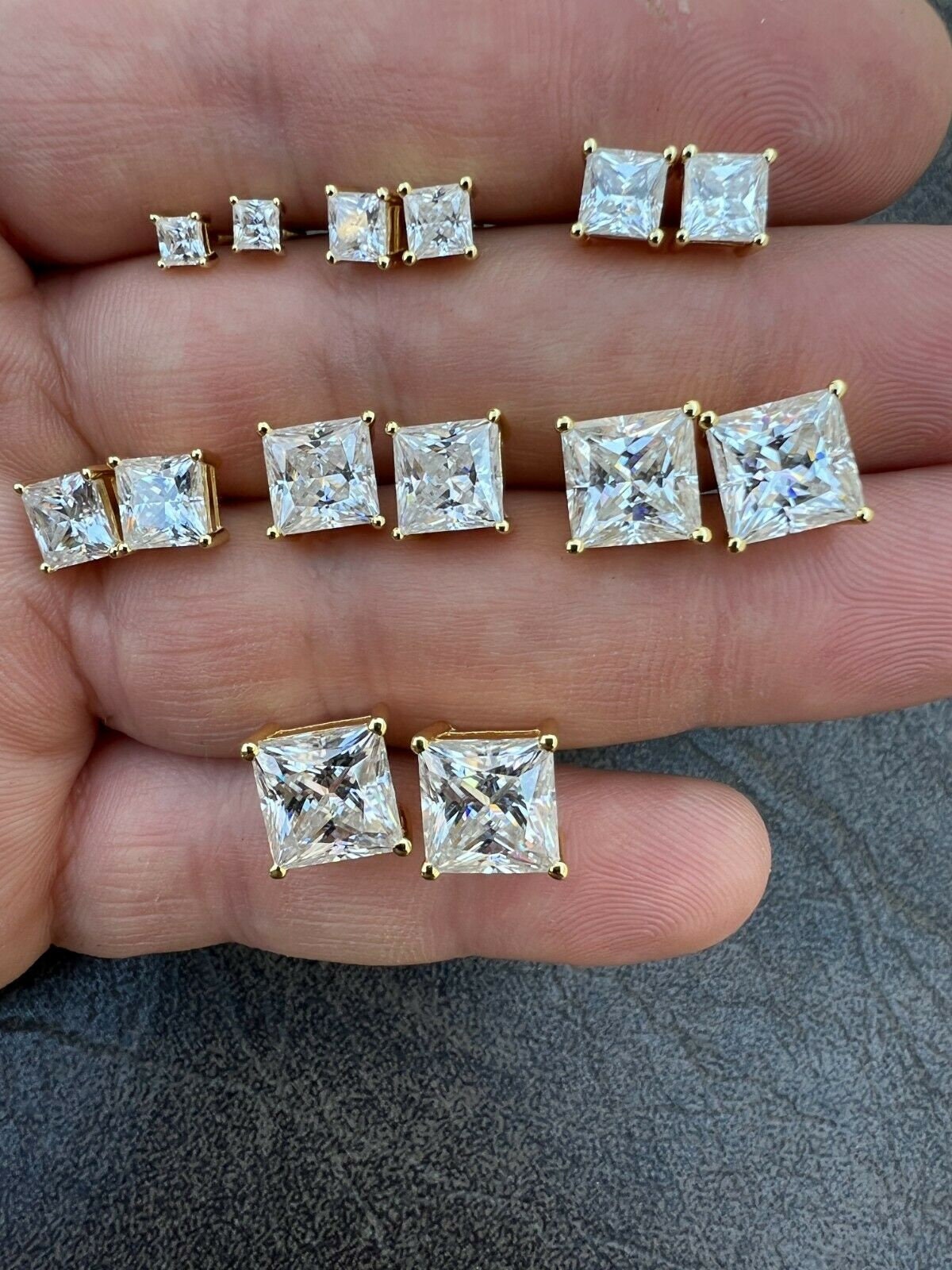 Moissanite Iced Out Square Princess Cut Screwback Earrings