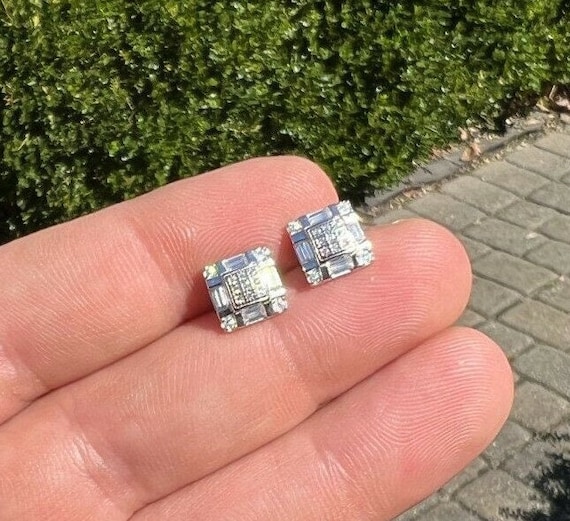 Men's Women's 925 Sterling Silver MOISSANITE 8mm Square Stud